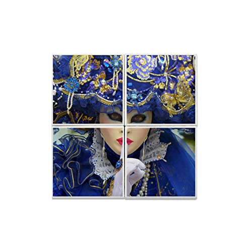 Carreaux céramique Venise bleu et blanc 15x15 cm pour fresque murale intérieure