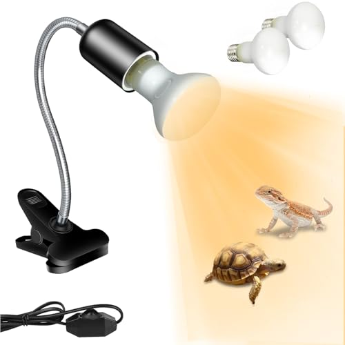 Gaormii Reptile Heat Lamp with Clamp, UVA UVB Reptile Light with 360° Rotatable, Dimming and 2Pcs 50W Heat Bulb Simulated Sunlight Basking Light for Turtle Tortoise Lizard Snake Bearded Dragon by Gaormii - Used condition - US$8.90