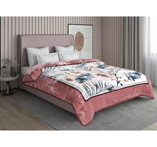 Image of Sarla Premium Cloud Touch Ultra Soft Pashmina Double Bed Blanket, 2PLY Reversible, Rose Wood