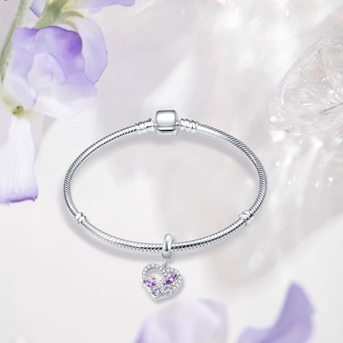 Pavé Butterfly Cubic Zirconia Heart Charm Bead for Pandora Bracelet Mom Gift3