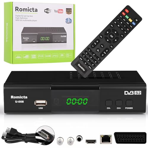 Romicta HD Receiver für Satelliten, Sat Receiver mit HDMI, DVB-S/S2, PVR, EPG, SCART, LAN, USB Mediaplayer, HDTV, YouTube, Wetter, Schwarz - HDTV Satelliten Receiver Romicta HD Receiver für Satelliten, Sat Receiver mit HDMI, DVB-S/S2, PVR, EPG, SCART, LAN, USB Mediaplayer, HDTV, YouTube, Wetter, Schwarz - HDTV Satelliten Receiver