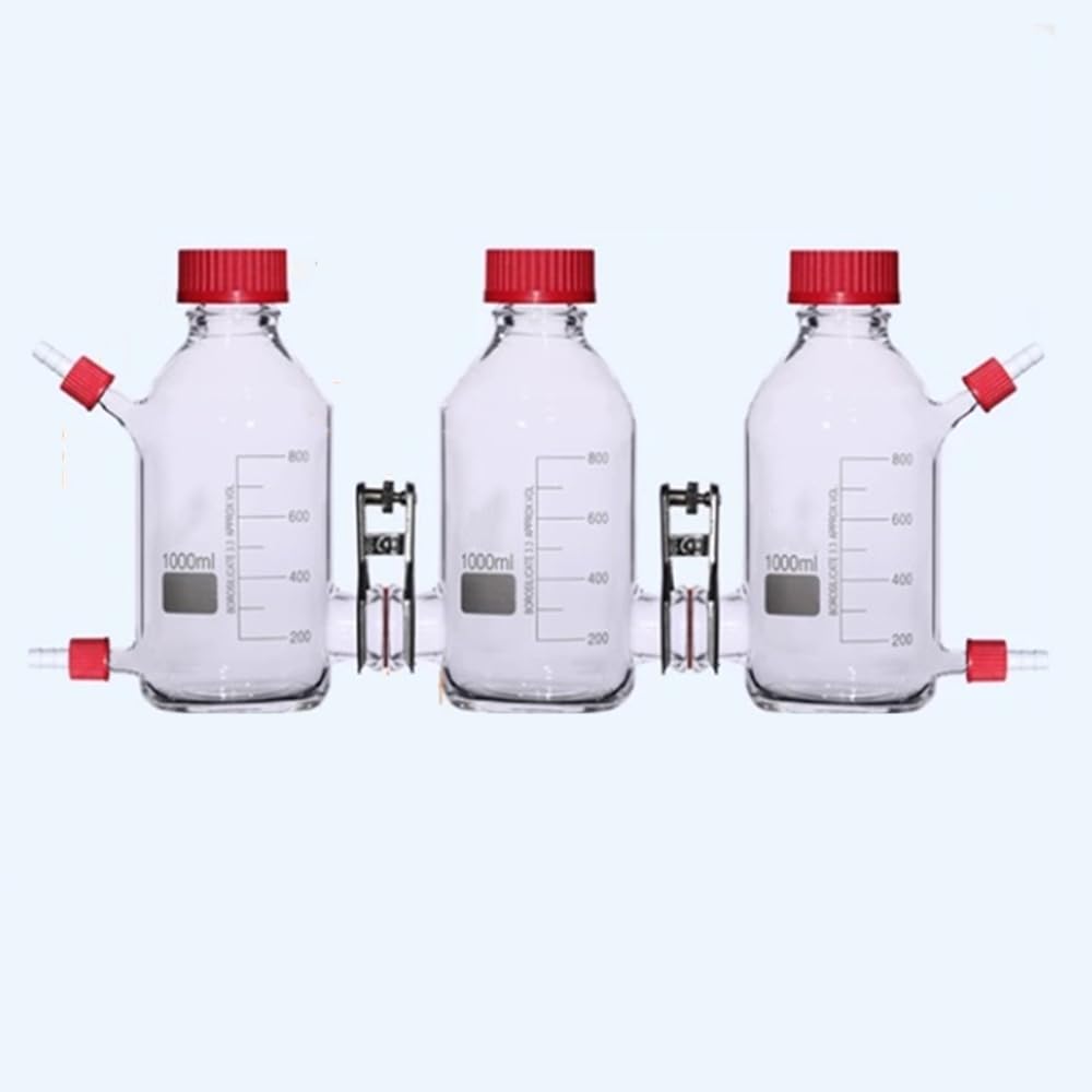 Microbial Fuel Electrolysis Cell Single Chamber Double Chamber Three Chamber MFC Reactor Dual Groove Microbial Fuel Cell Reactor with Anode and Cathode Interface (Three Room 1000ml)