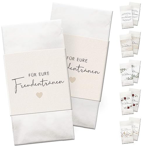 Freudentränen Taschentücher Banderole Mit Klebepunkte - Hochzeit Vintage - Kirche - Hochzeits Ideen - Heart 50 Stück