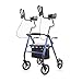 ELENKER Upright Walker, Stand Up Rollator Walker with Padded Seat and Backrest, Lightweight, Compact Folding, Fully Adjustment Frame for Seniors, Blue