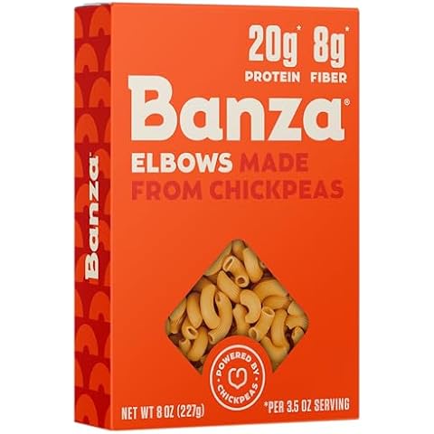 Banza Gluten-Free Chickpea Pasta, Elbows 23g Protein | Lower Carb | High Fiber | High Protein | Plant Based Pasta | 8oz (Pack of 6) Cover