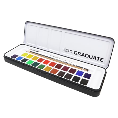 Daler Rowney Graduate Watercolor Aquarela em Pastilha com Estojo 24 Cores