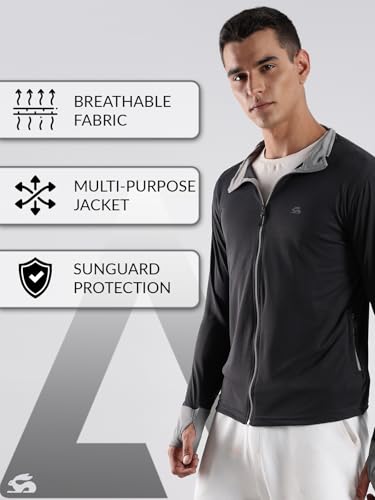 Image of ADRO Sunscreen Jacket for Men UV Sun Advanced Protection Running Jackets For Men Biker Jackets with Zipper Sports jacket for men