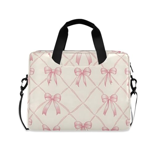 Funda para portátil con correa, patrón cuadros rosa, 13-15.6 pulgadas miniatura 1