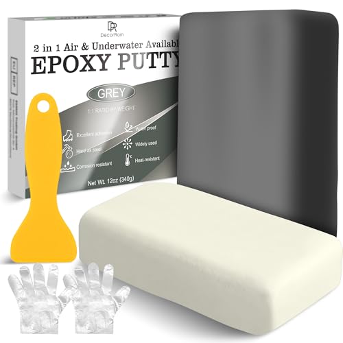Stucco Epossidico - 340 g Stucco Epoxy Riparazione Bicomponente per Riparare, Riempire, Scolpire - Mastice Colla Epossidica, Argilla Modellabile per Incollare Metallo, Plastica, Ceramica (Grigio)
