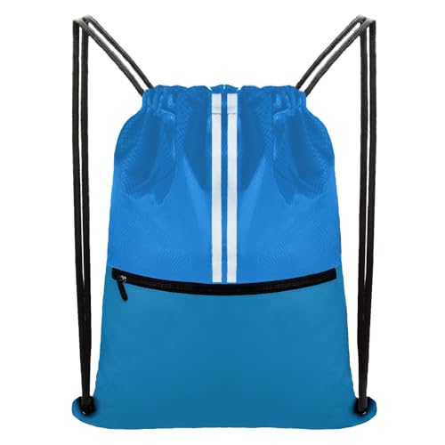 Image of Black Drawstring Backpack and Ocean Blue Drawstring Backpack Bundle