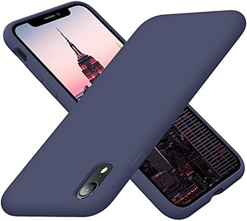 Cordking iPhone XR Case, Silicone Ultra Slim Shockproof Phone Case with [Soft Anti-Scratch Microfiber Lining], 6.1 inch, Navy Blue
