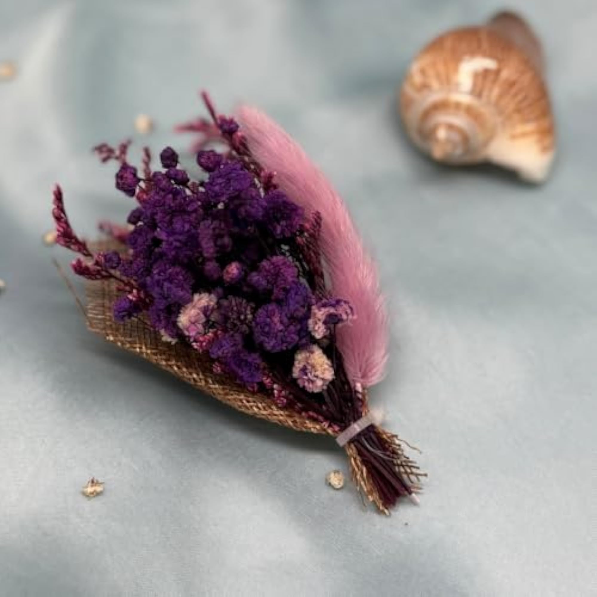 Purple & Pink Artificial Flower Boutonniere, Floral Lapel Pin