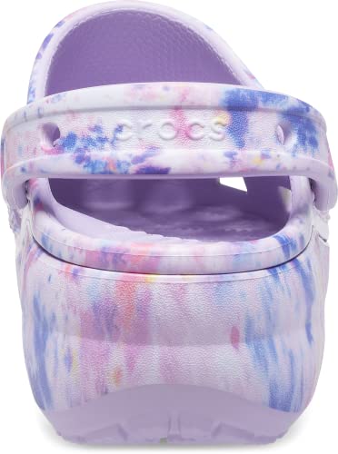Chinelos Crocs Classic Platform TieDye Graph adulto-unissex, Lavender/Multi, 37