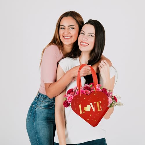 Renbuzhu 16 Pcs Valentines Day Heart Shaped Gift Boxes for Flower - Bouquet Storage with Handle for Mothers' Day Floral Arrangements Supplies - Image 4
