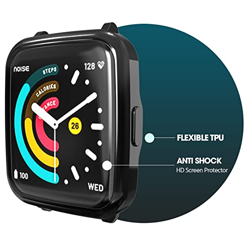 Image of Sounce Protective Case Cover Compatible ColorFit Pulse Overall Protective Case TPU HD Clear Ultra-Thin Cover with Unbreakable Screen Guard - Black