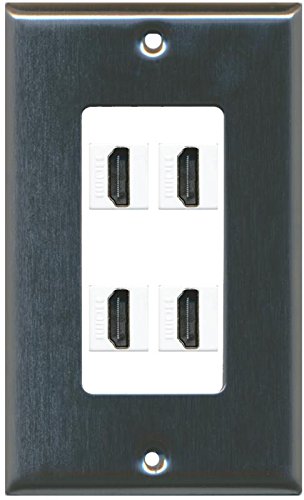 RiteAV 4 HDMI biała płyta ścienna stal nierdzewna/biała