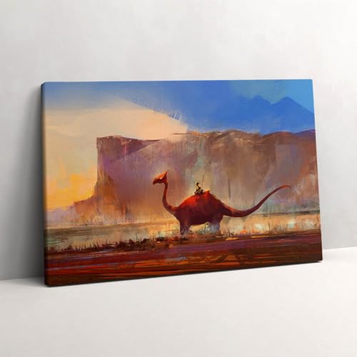 Toile dinosaures 60x40cm Wallfluent décoration murale peinte pour chambre