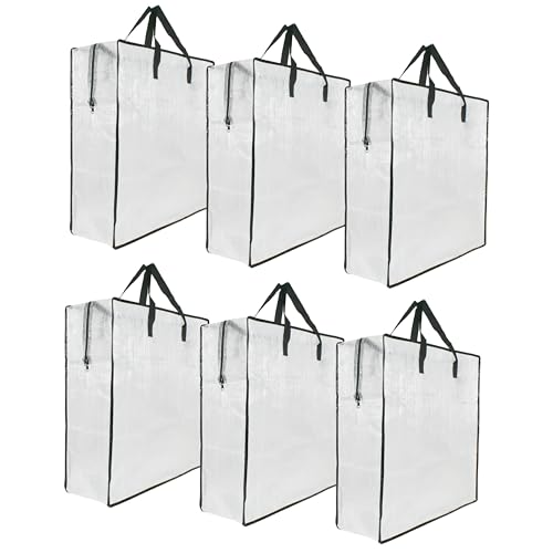 6 Pack Clear Storage Bags with Zipper and Handles, Blanket Bags For Closet Storage, Moving and Packing Supplies for College, Underbed Storage Organizer for Clothes Pillow Bedding Christmas Wreath