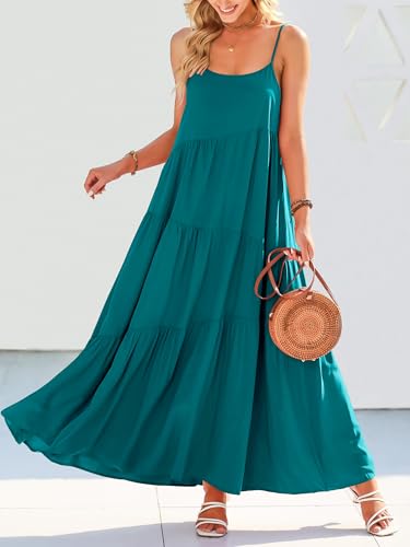 Image of ANRABESS Women Summer Casual Loose Sleeveless Sundress Spaghetti Strap Flowy Boho Linen Beach Vacation Maxi Long Dress