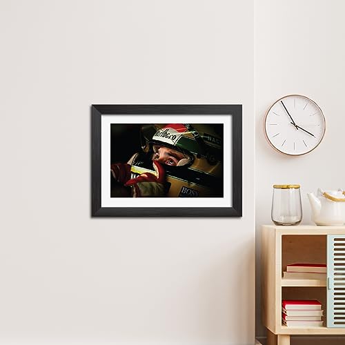 Image of TenorArts Ayrton Senna Poster F1 Driver Posters Formula One Photo Frame Painting with Matt Finish Black Texture (12 inches x 9inches)