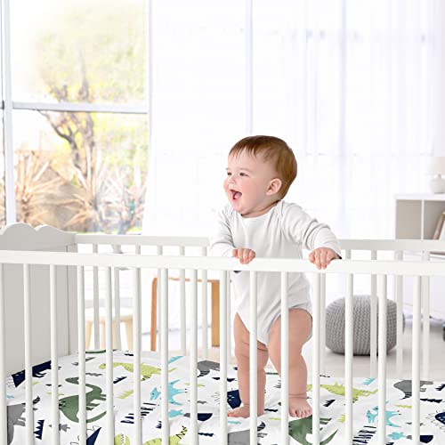 Sweet Jojo Designs 2P-CS-MODDINO-BU-GR-PRT Blue Green Modern Dinosaur Boy Baby Fitted Crib Sheet Set Nursery Soft Infant Newborn Fits Standard Mattress Toddler Bed 2Pc thumb #2