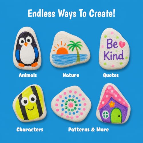 Image of Butterfly EduFields Rock Painting Kit (Pack of 6)| Birthday Return Gifts for Kids | DIY Art & Craft Kit Supplies for Boys & Girls Ages 4 5 6 7 8 9 10 Years | Rocks, Paints, Brushes, Stickers