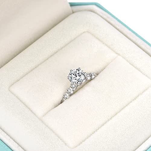 Moissanite Engagement Ring for Women White Gold Plated Sterling Silver Promise Ring Wedding Band Fake Faux Wedding Ring Diamond Honeycomb Ring3