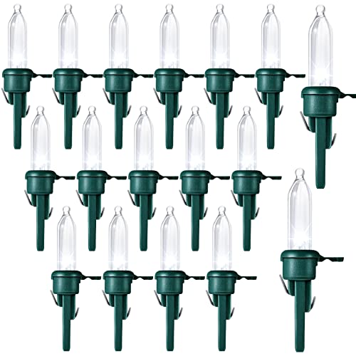 60 Pcs LED Replacement Christmas Bulb 3V,Green Base with Cold White Bulb