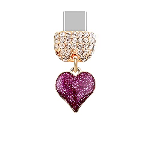 Magnifique bouchon anti-poussière cœur rose haut de gamme pour port USB de type C