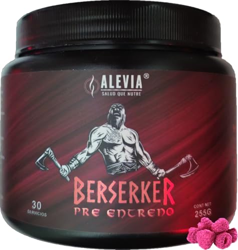 Pre entreno Berserker | energia extrema | Preworkout | 255g | 30 servicios | sabor frutos rojos | Alevia