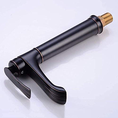 Robinet d'évier de cuisine mitigeur laiton noir poignée unique eau chaude et froide basinxer - 5