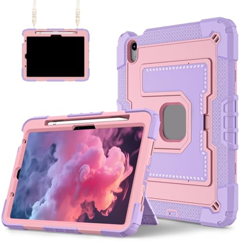 Coque iPad Air 2022/2020 violette pour enfants idéale en voyage et voiture
