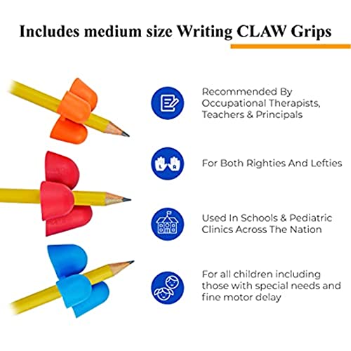 The Classics Writing CLAW Pencil Grip Medium 12 Pack – Ergonomic Aid for Kids, Pre-K, Special Needs, Fits Pencils, Pens, Utensils, Right or Left Hand, Easy Grip Trainer, Occupational Therapy