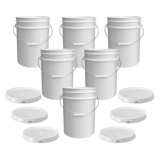Seau et couvercle Blanc 22,7 L – Seau durable tout usage – Qualité alimentaire – Plastique sans BPA, 5 Gal. w/Lids - 6pk