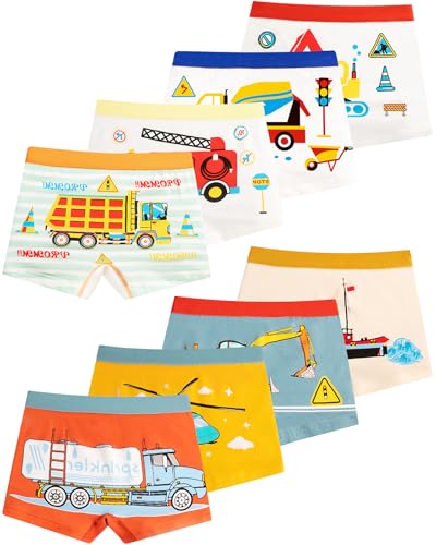 Adorel Jungen Boxershorts Baumwolle Unterhosen Unterwäsche Boxer 8er-Pack Bagger & Schiff 116-122 EU (Herstellergröße L)