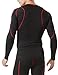 TSLA Men's UPF 50+ Compression Shirts, Cool Dry Long Sleeve Athletic Tops, Sports Baselayer Workout Shirt, Dim Black & Red, Medium