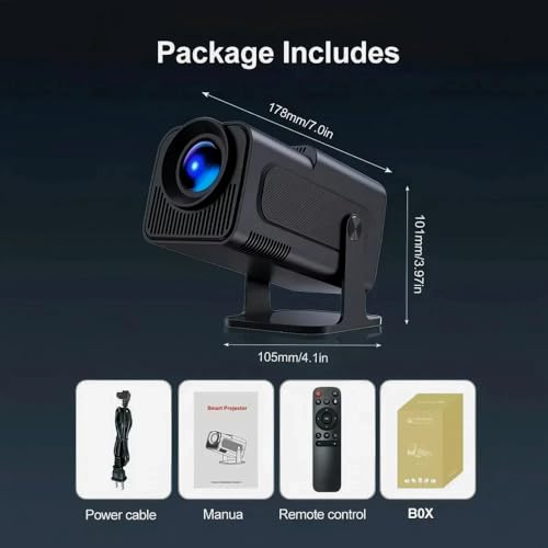 Image of Portable Mini Projector-4K 1080P 30fps Full HD,180 Rotatable WiFi Projector, Bluetooth 5.0,Android 11,Dual Band 2.4G /5G,Home Theater & Outdoor Use,Compatible with TV Stick /Windows /iOS /Android