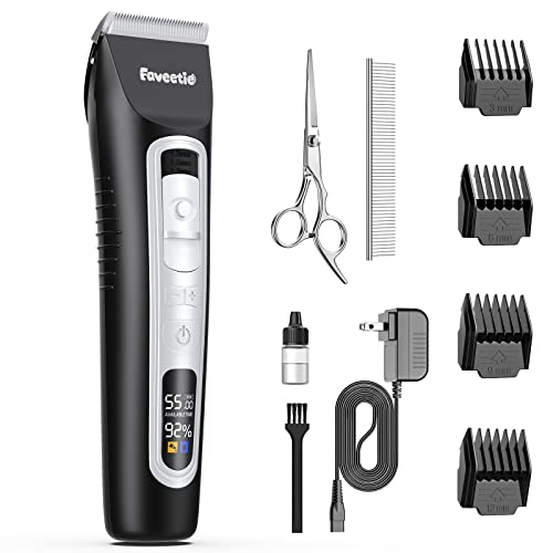 Faveetie Dog Clippers 4-Speed Low Noise Electric Usb Rechargeable Cordless Small & Large Dogs Cats Other Pets Grooming Clippers Set With Thick & Heavy Coats Washable With Led Display #TOP7