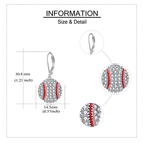 YFN Sports Jewelry Earrings 925 Sterling Silver Baseball Softball Basketball Rugby Football Tennis Volleyball Earrings for Women and Sports Fans Gifts4