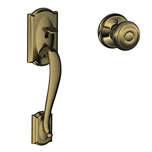 SCHLAGE Camelot Front Entry Handle Georgian Interior Knob (Antique Brass) FE285 CAM 609 GEO