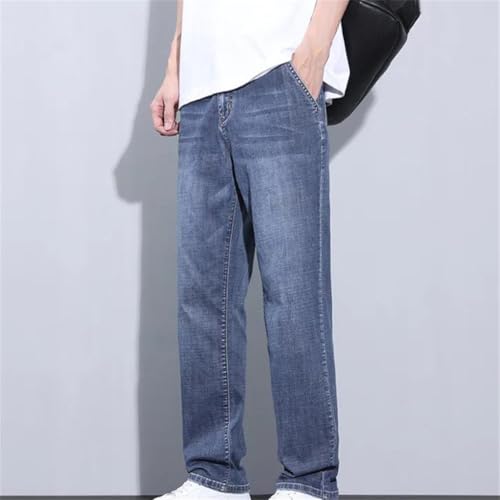 Men's Casual Straight Jeans Retro Style Loose Fit Korean Look Denim Trousers with Slight Stretch2