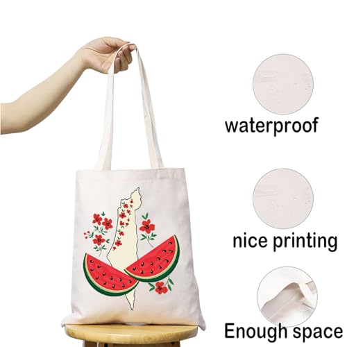 Image of JXGZSO Watermelon Palestine Tote Bag - Free Palestine Flag Shopping Bag Support Gift