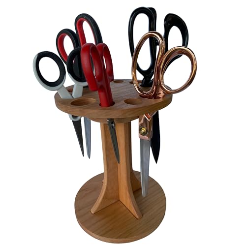 Image of Rotating Scissor Holder - 12 Slot Organizer for Sewing, Quilting & Craft Rooms - Smooth Spinning Shear Stand for Crafters & Stylists