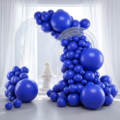 Image of RUBFAC Royal Blue Balloons 129pcs Different Sizes 18 12 10 5 Inch, Blue Balloon Arch Kit Garland for Graduation Birthday Party Baby Shower Baseball Nautical Retirement Bachelorette Party Decoration