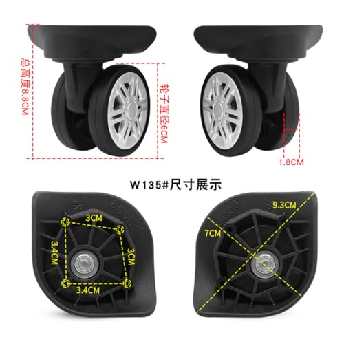 Replacement Luggage Wheel Repair Suitcase Bag Parts Spinner Wheels Casters for Travel Customs Box W135-YF, black2