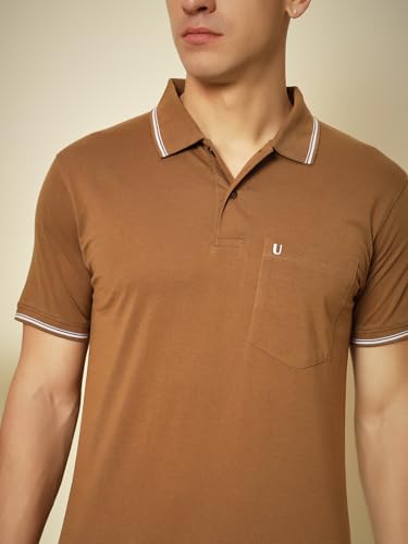 Image of UNIBERRY Men's Cotton Half Sleeves Solid Polo Neck T-shirt-MT4-BG 4XL