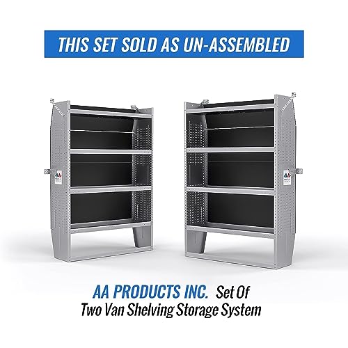 AA Products SH-6004(2) Steel Mid/High Roof Van Shelving Storage System Fits Transit, NV, Promaster and Sprinter, Set of 2 Van Shelving Units, 42\'\'W x 60\'\'H x 13\'\'D - Thumbnail 3