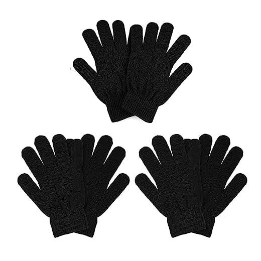 COTRUERE 3 Pairs Winter Magic Gloves Men Women Stretchy Black Knit Gloves