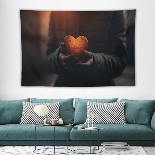 Tapisserie murale coeur vintage pour habiller un mur blanc sans faire de trous