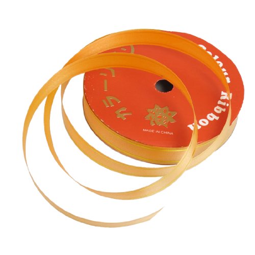 Ruilogod Rollo de cinta de decoración de doble borde para regalo, tono dorado, naranja (id:30 f81 47 65b 65d